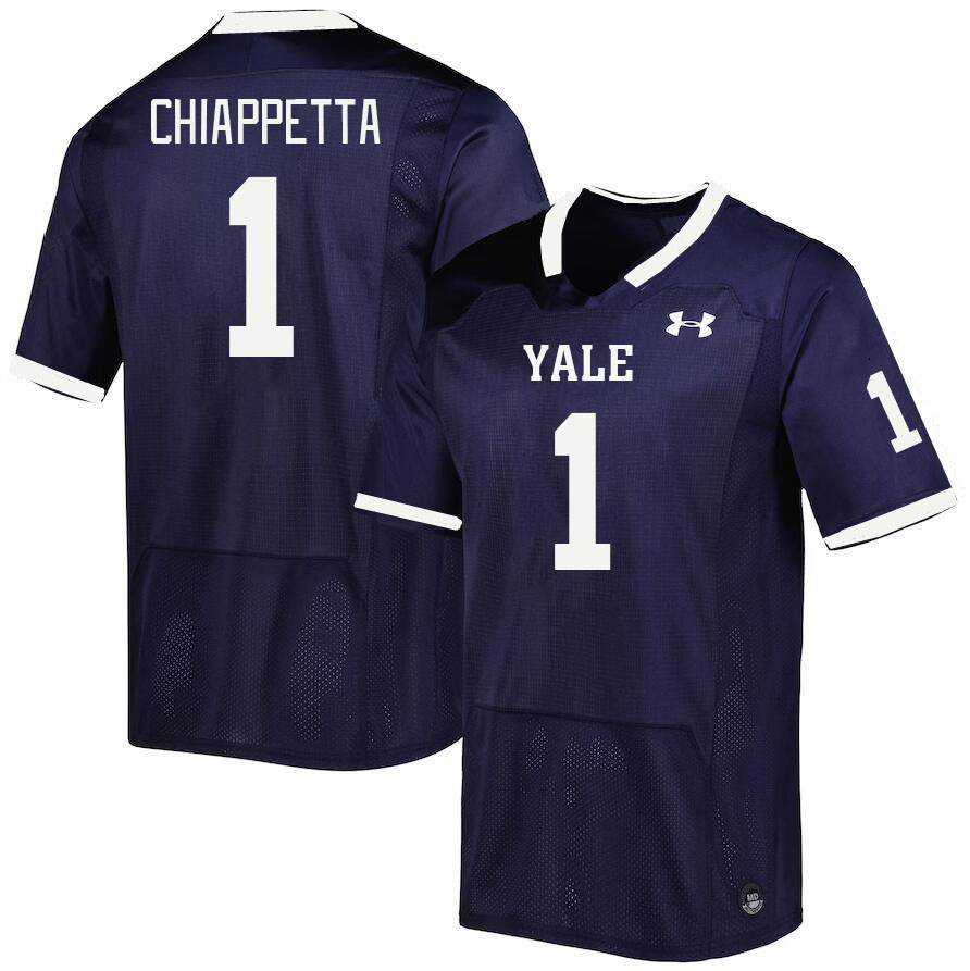 Men-Youth #1 Dante Chiappetta Yale Bulldogs 2023 College Football Jerseys Stitched-Blue